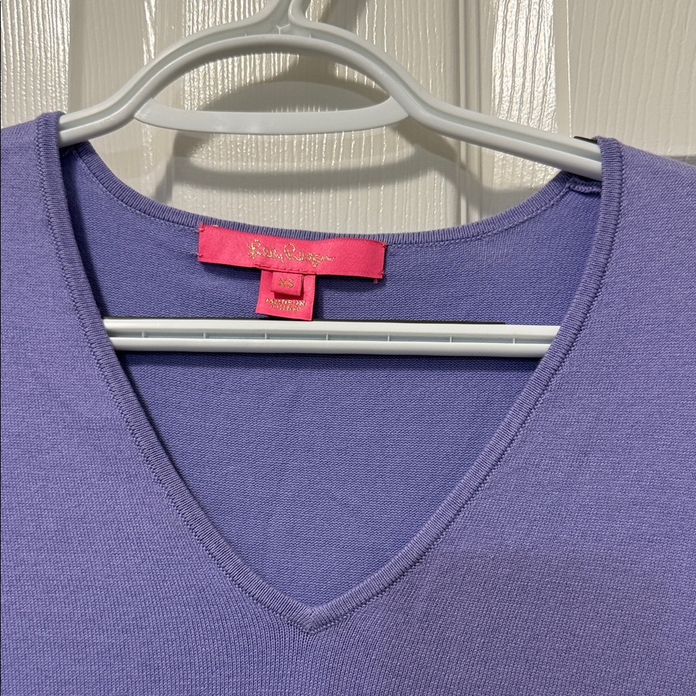 Lilly Pulitzer Lavender Long Sleeve V-Neck Top - Picture 8 of 9